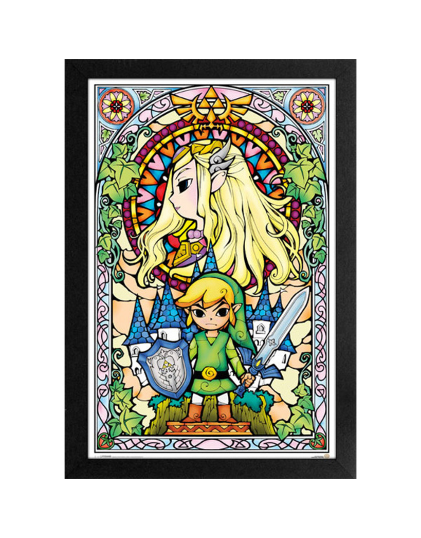 Pyramid America Framed Print - TLOZ: Stained Glass - 11" x 17"