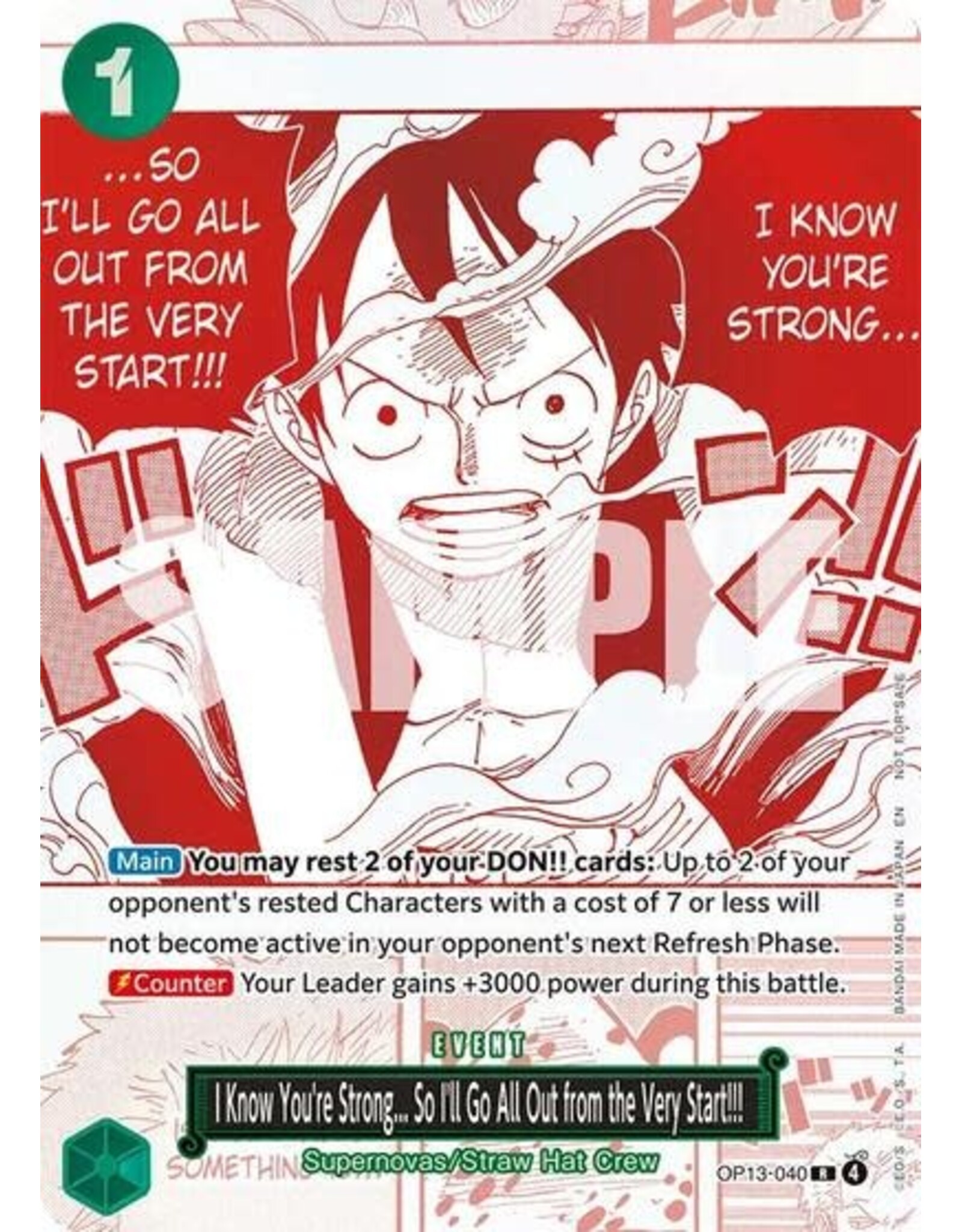 I Know You're Strong... So I'll Go All Out from the Very Start!!! (3rd Anniversary Treasure Campaign Pack) - OP13-040 (Foil, R)