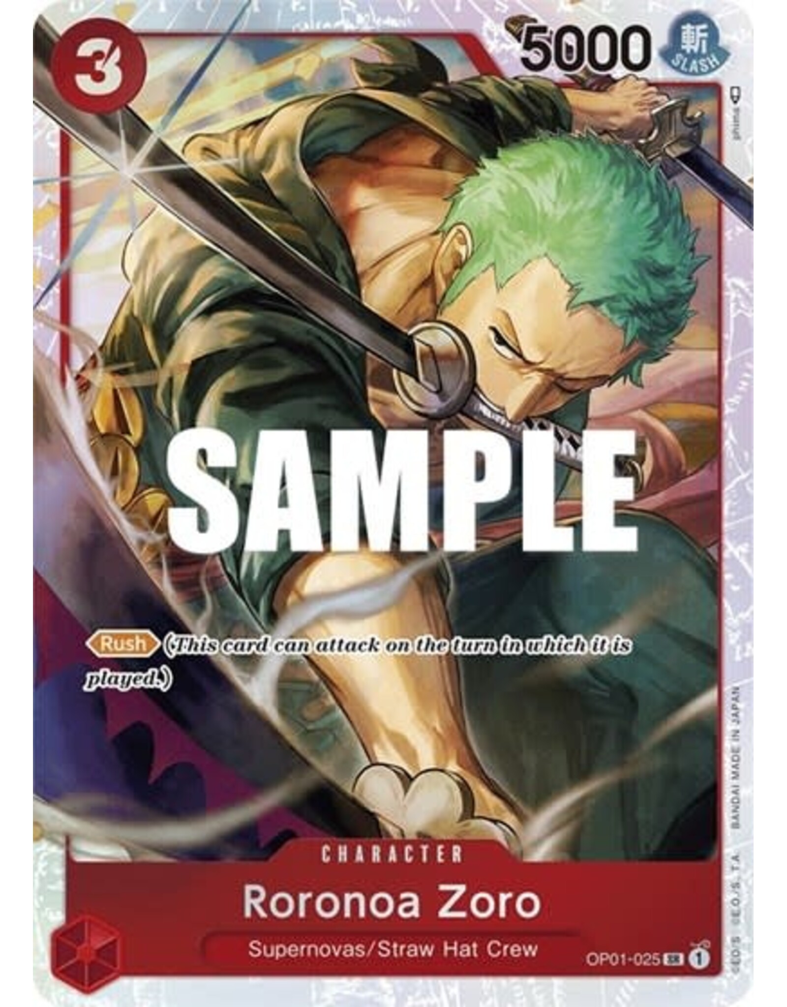 Roronoa Zoro - OP01-025 (Ultra Deck: The Three Captains) (Foil, SR)