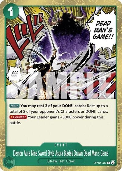 Demon Aura Nine Sword Style Asura Blades Drawn Dead Man's Game - OP12-037 (Foil, R)