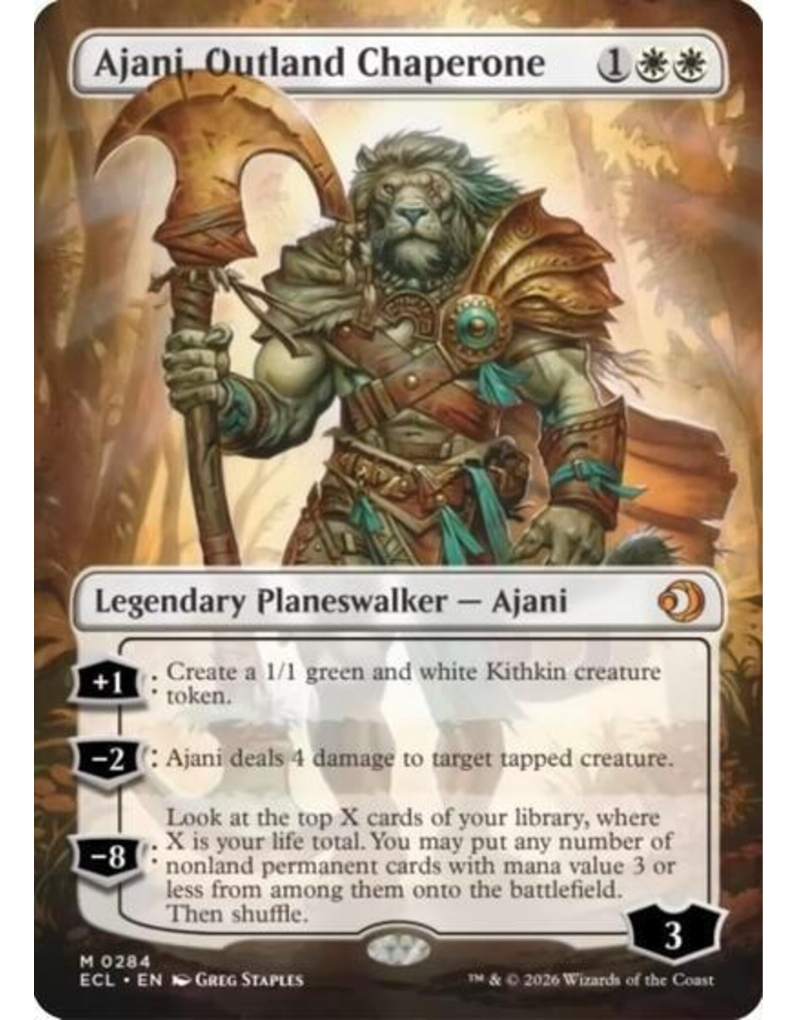 Ajani, Outland Chaperone (Borderless) - 284 (Foil, M)