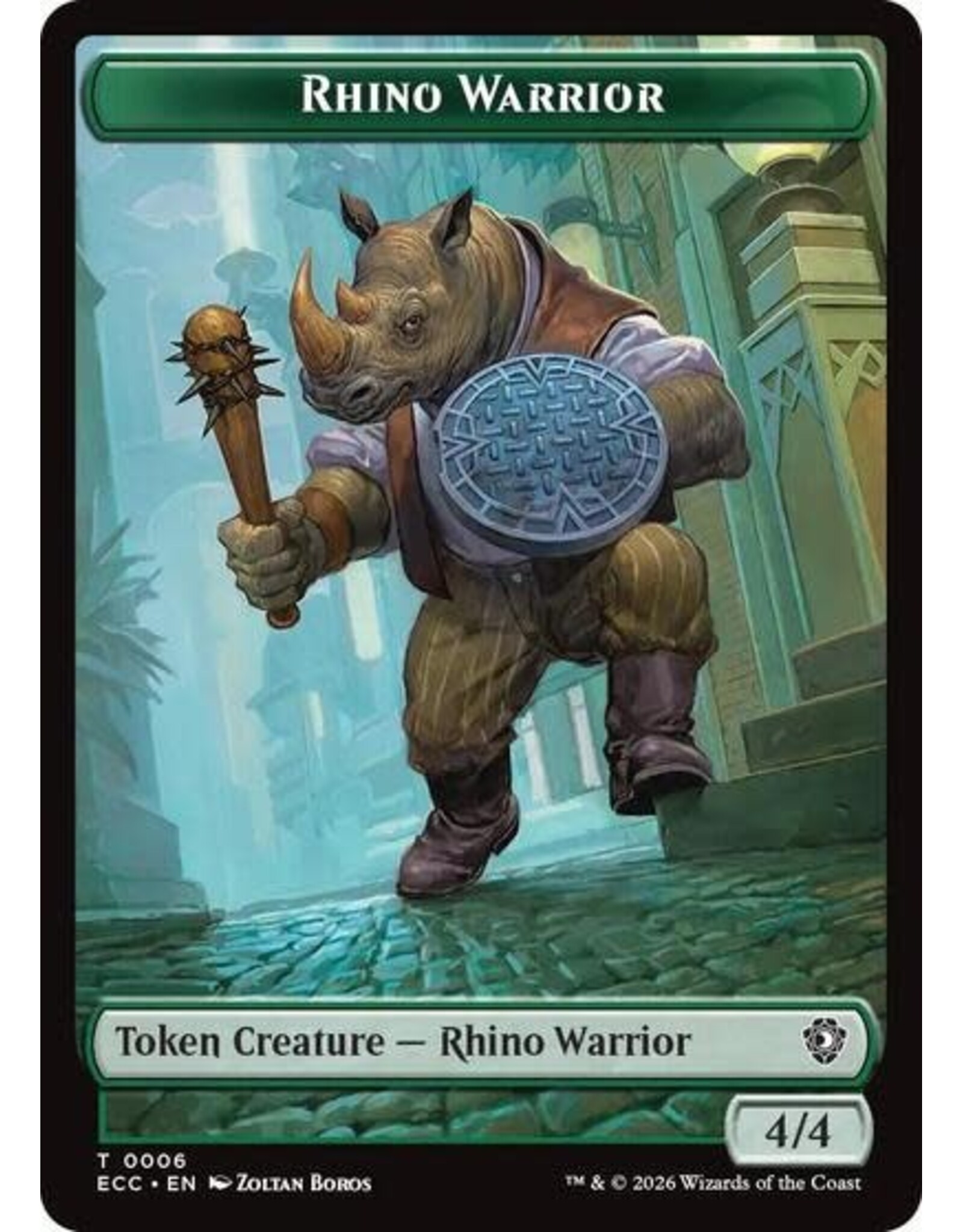 Rhino Warrior // Elemental (0010) Double-Sided Token - 6 // 10 (Foil, T)