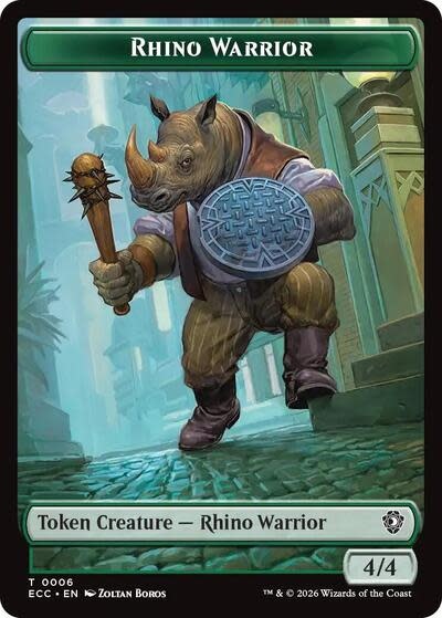 Rhino Warrior // Elemental (0010) Double-Sided Token - 6 // 10 (Foil, T)