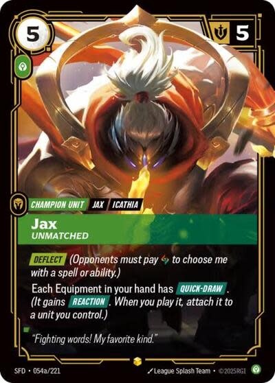 Jax - Unmatched (Alternate Art) - 054a/221 (Foil, Showcase)