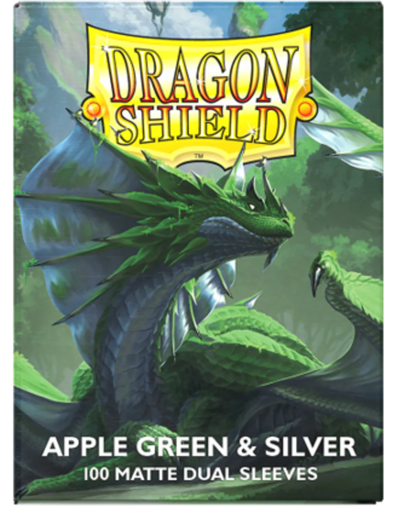 dragon shield Trading Card Sleeves (Dual Matte Apple Green And Silver) 100ct