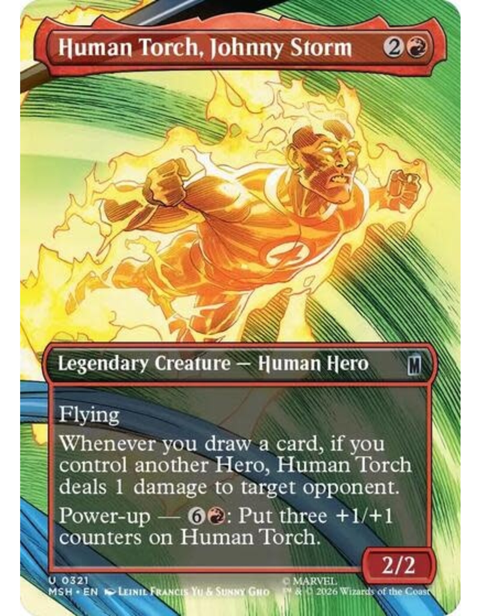 Human Torch, Johnny Storm (Borderless) - 321 (Foil, U)