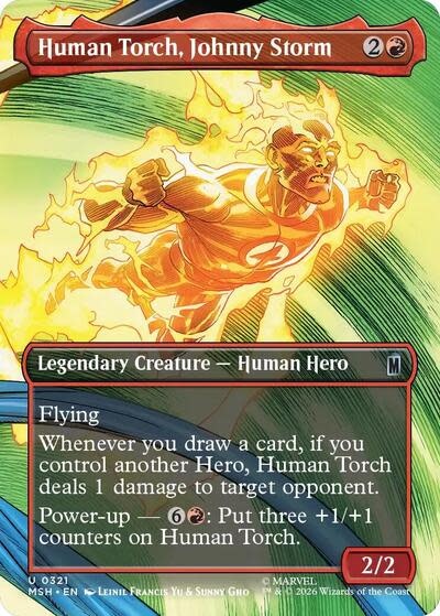Human Torch, Johnny Storm (Borderless) - 321 (Foil, U)