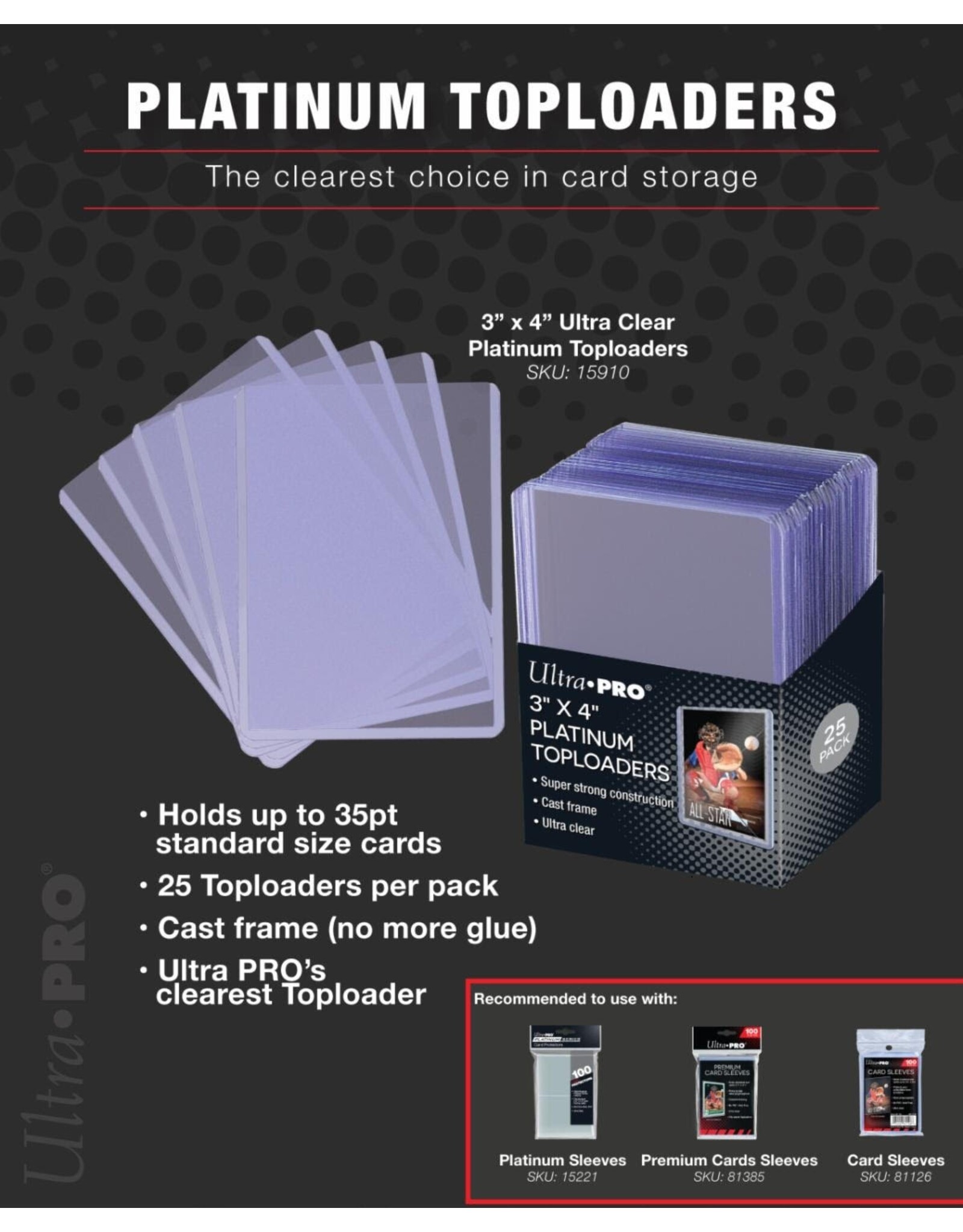 ultra pro Standard Toploader Platinum (25pt) 3"x4"