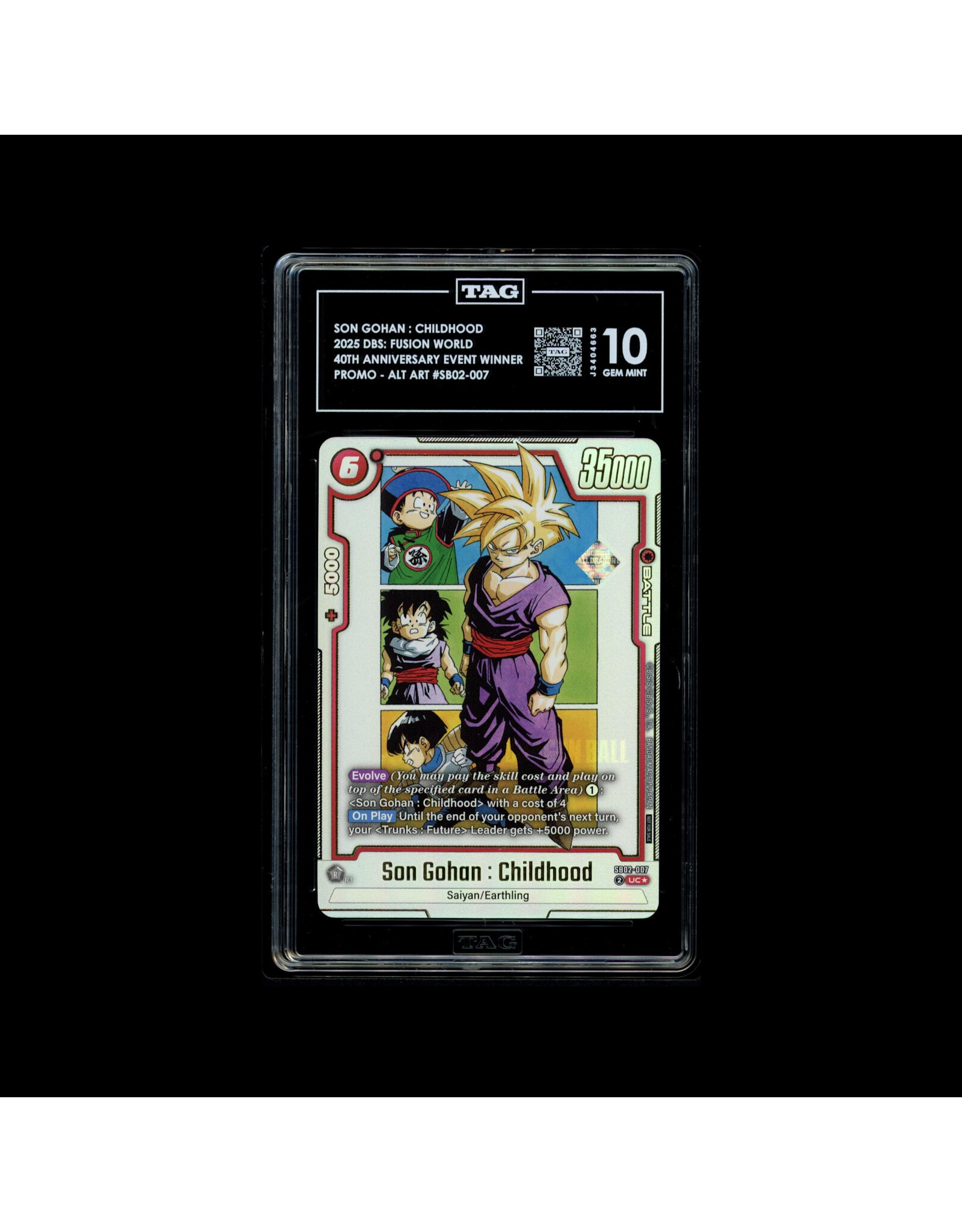 Son Gohan : Childhood - SB02-007 (Promo) (Holofoil, Uncommon) (TAG 10 GEM MINT)