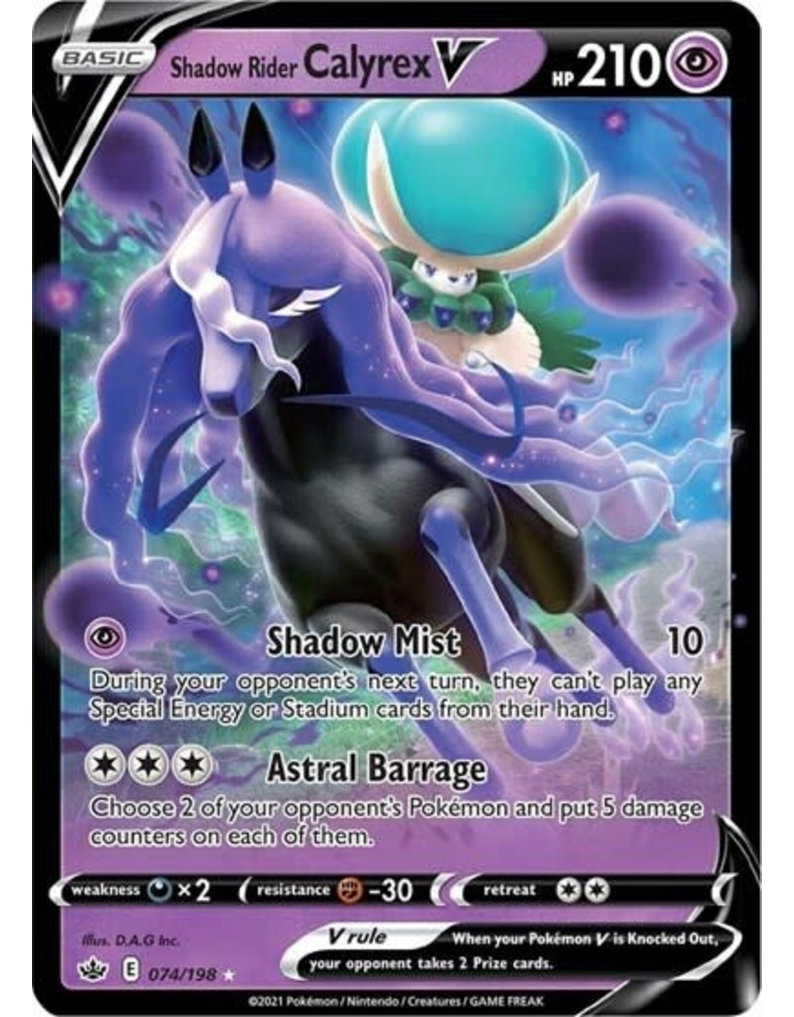 Shadow Rider Calyrex V - 074/198 (Holofoil, Ultra Rare) (SWSH06)