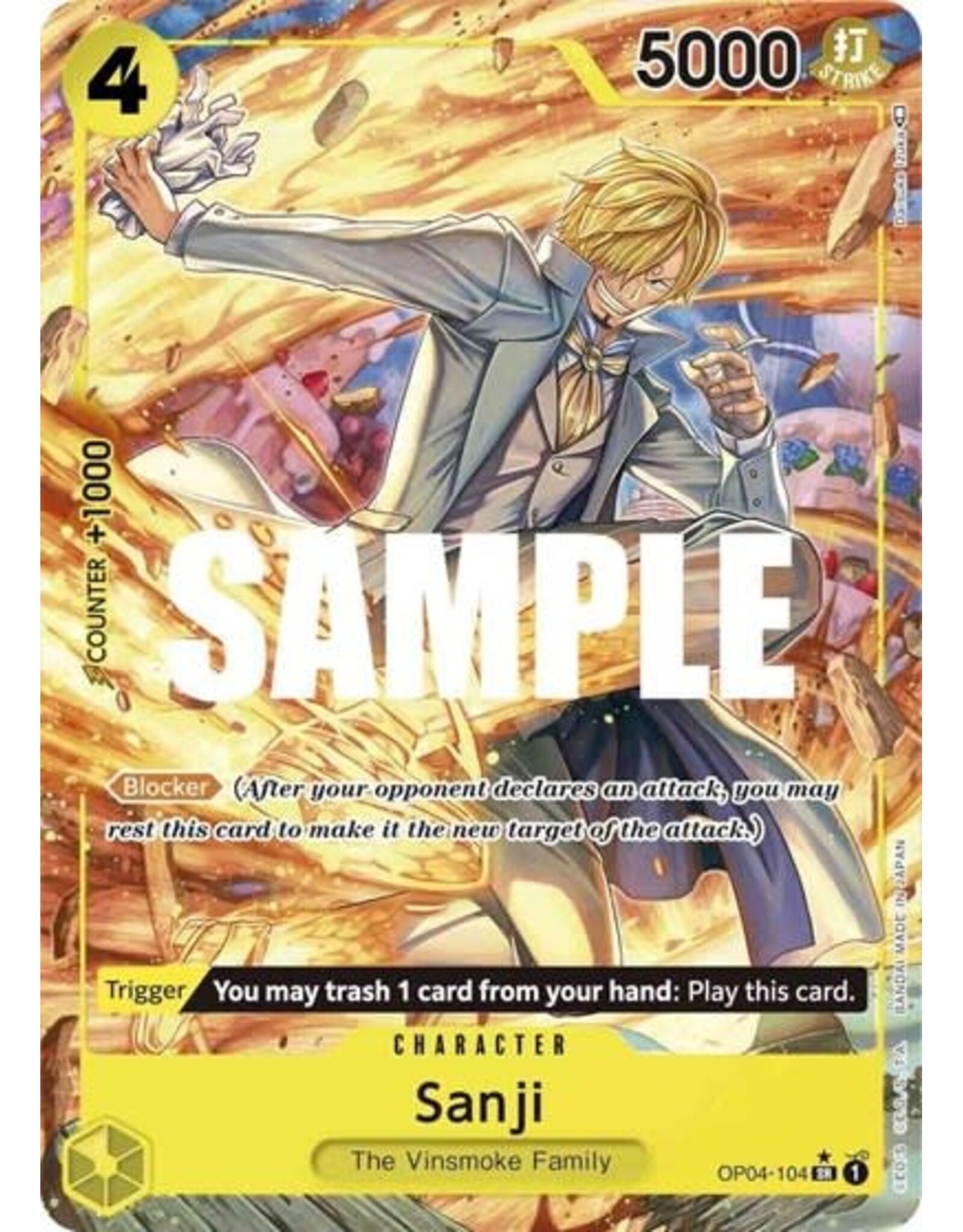 Sanji (104) (Alternate Art) - OP04-104 (Foil, SR)