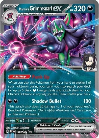 Marnie's Grimmsnarl ex - 136/182 (Holofoil, Double Rare) (DRI)
