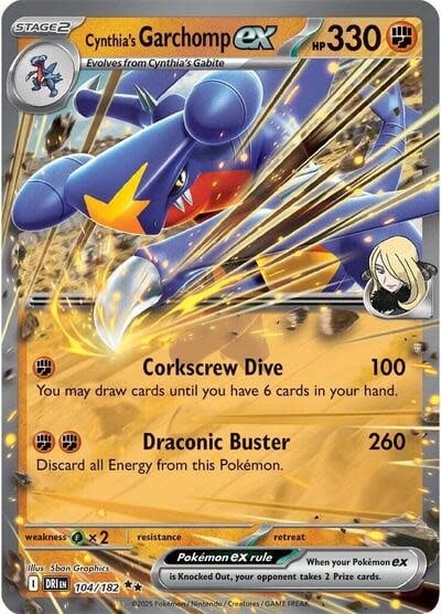 Cynthia's Garchomp ex - 104/182 (Holofoil, Double Rare) (DRI)