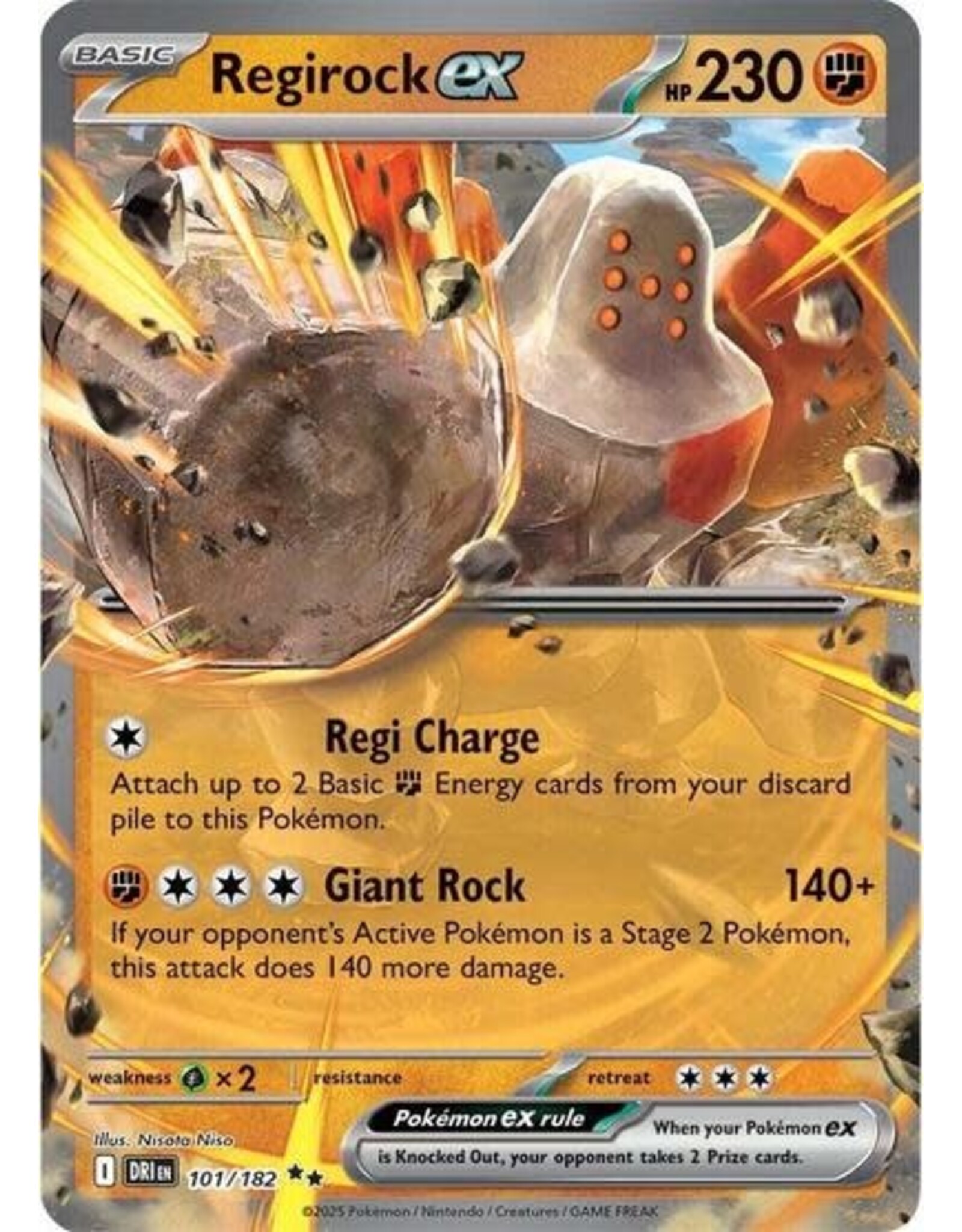 Regirock ex - 101/182 (Holofoil, Double Rare)