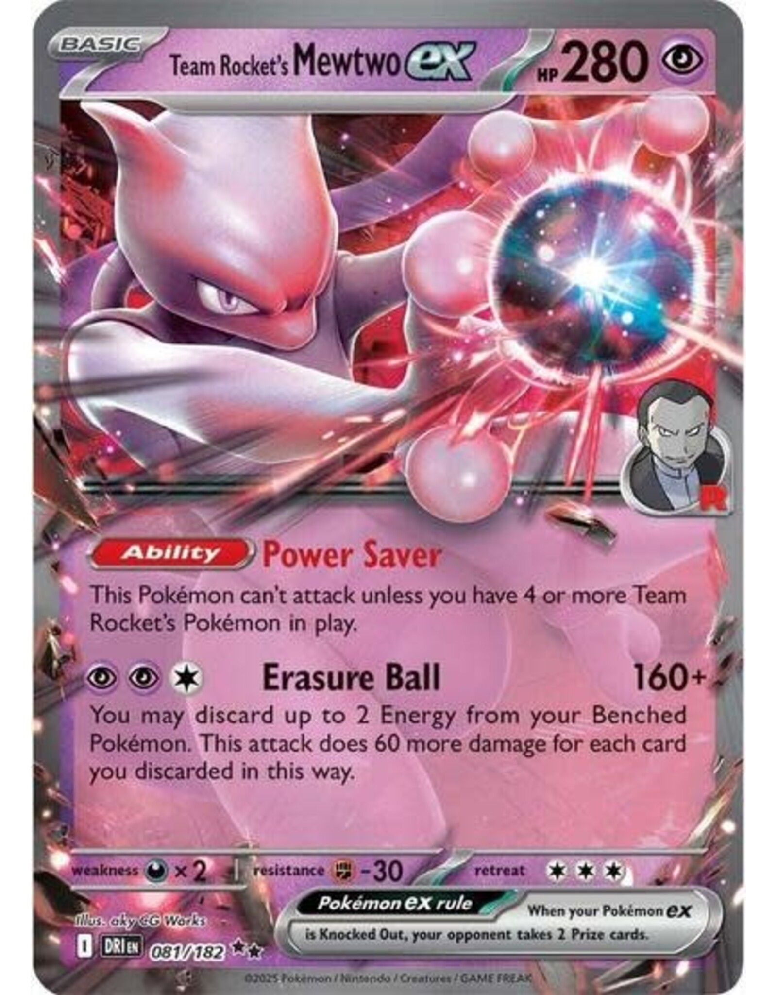 Team Rocket's Mewtwo ex - 081/182 (Holofoil, Double Rare) (DRI)