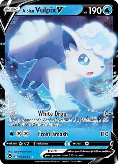 Alolan Vulpix V - 033/195 (Holofoil, Ultra Rare) (SWSH12)