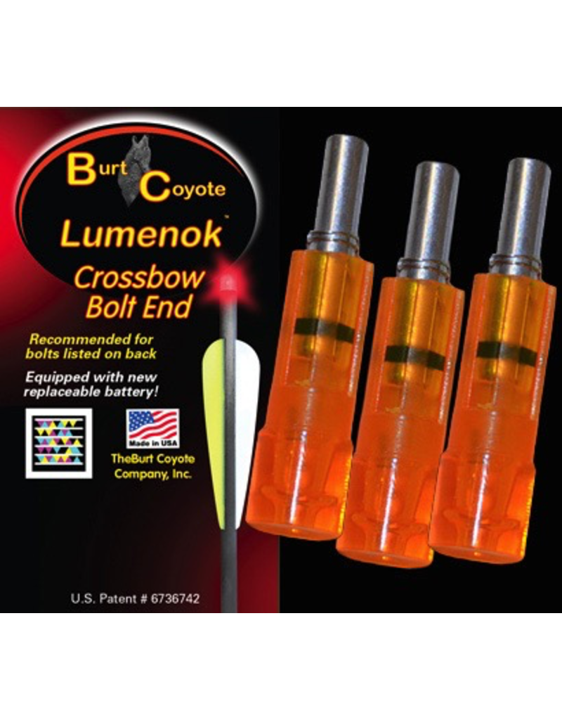 Burt Coyote Lumenok 20 Carbon Bolts – Orange Flat End – 3 Pack (00030) For Crossbow