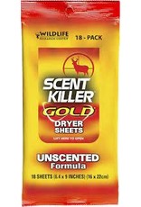 SCENT KILLER SCENT KILLER GOLD DRYER SHEETS UNSCENTED 18 PK