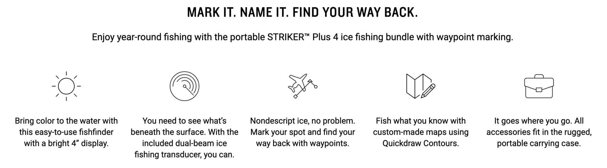 GARMIN STRIKER PLUS 4 ICE BUNDLE FISHFINDER W/ ICE FISHING ACCESSORIES