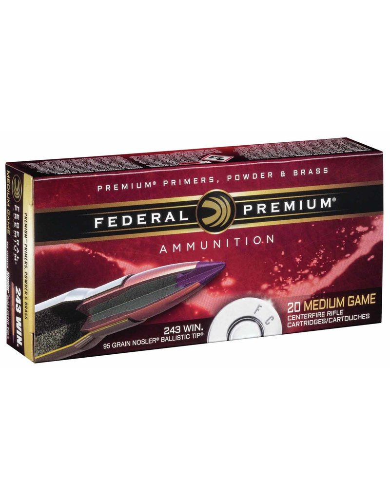 FEDERAL FEDERAL PREMIUM 243 WIN 95 GR NOSLER BALLISTIC TIP 20 RDS