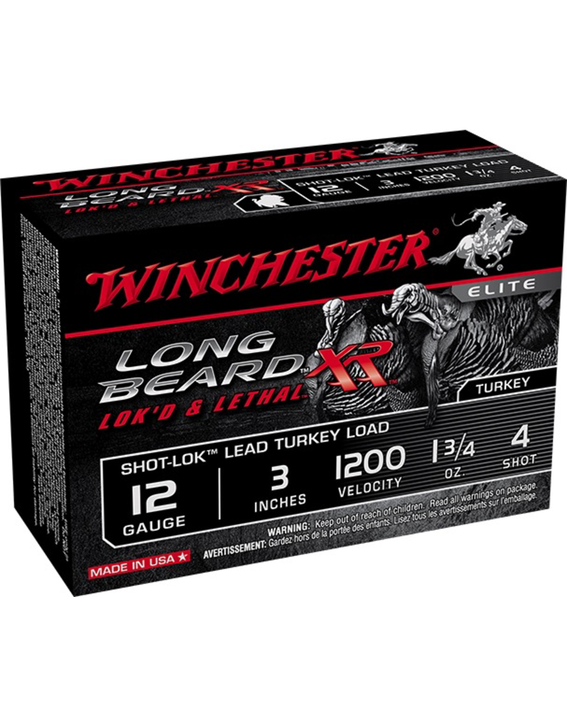 WINCHESTER WINCHESTER LONG BEARD XR LOK'D & LETHAL 12 GA 3" #4 1.75OZ 10 SHELS