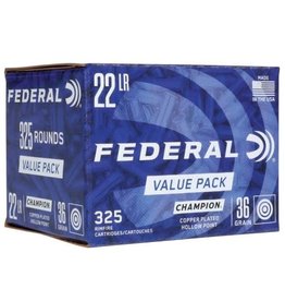FEDERAL PREMIUM FEDERAL 22 LR 36 GR HV CHAMPION COPPER PLATED HOLLOW POINT 325 RDS