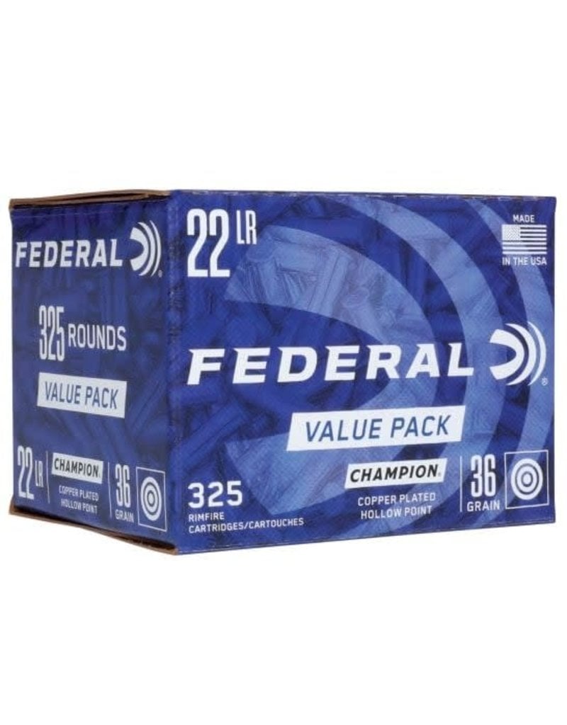 FEDERAL PREMIUM FEDERAL 22 LR 36 GR HV CHAMPION COPPER PLATED HOLLOW POINT 325 RDS