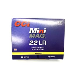CCI CCI 22 LR MINI MAG 36GR COPPER PLATED HOLLOW POINT 300 rds