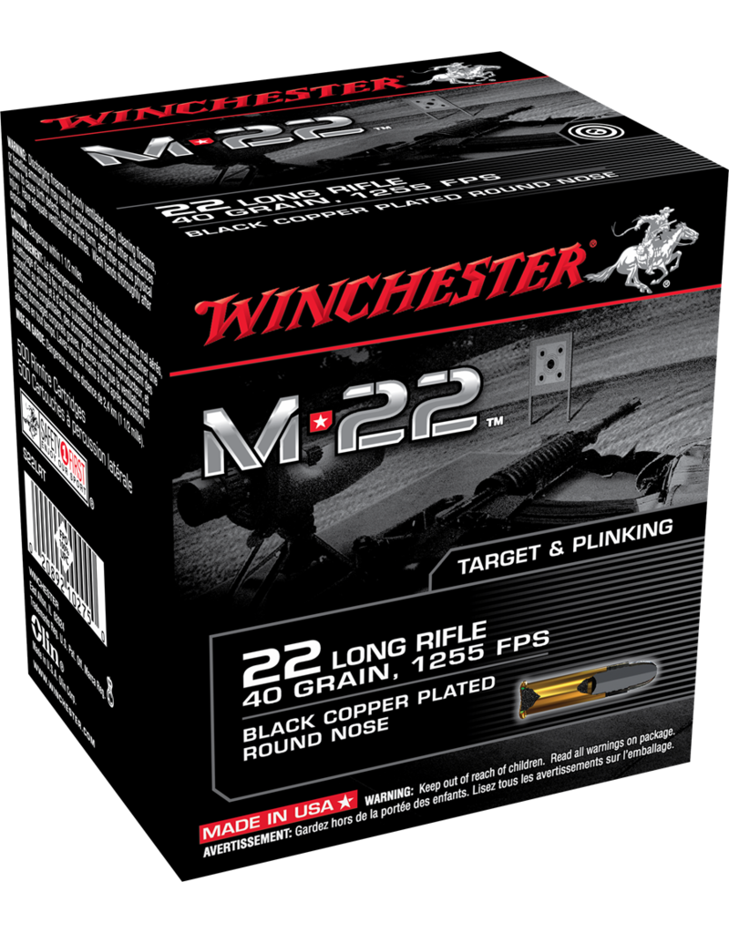 WINCHESTER WINCHESTER M-22 BLACK COPPER PLATED ROUND NOSE 22LR 500 RDS