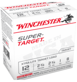 WINCHESTER WINCHESTER SUPER TARGET XTRA-LITE TARGET LOAD 12 GA 2 3/4" 1 0Z #8 25 RDS single