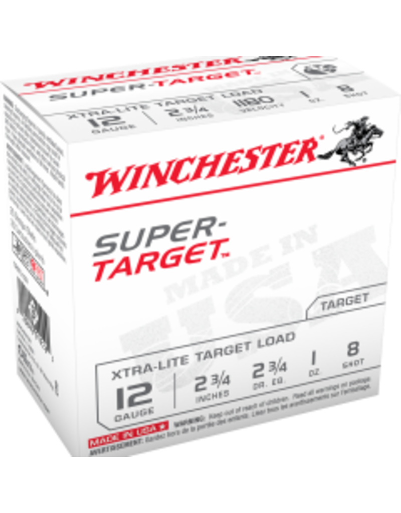 WINCHESTER WINCHESTER SUPER TARGET XTRA-LITE TARGET LOAD 12 GA 2 3/4" 1 0Z #8 25 RDS single