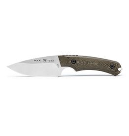 BUCK BUCK KNIVES ALPHA HUNTER PRO RICHLITE BROWN/ CREAM LAYERED HANDLE