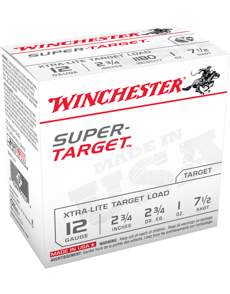 WINCHESTER WINCHESTER SUPER TARGET XTRA-LITE TARGET LOAD 12 GA 2 3/4" 1 0Z #7.5 250 RDS