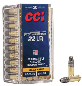 CCI CCI 22 LR SUPRESSOR 45 GR SUBSONIC HOLLOW POINT 50 RDS