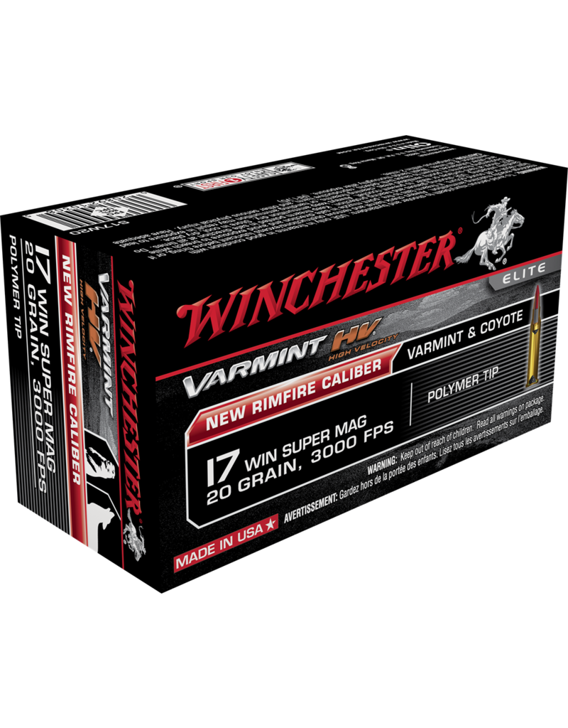 WINCHESTER WINCHESTER VARMINT 17 WIN SUPER MAG 20 GR POLYMER TIP 50 RDS
