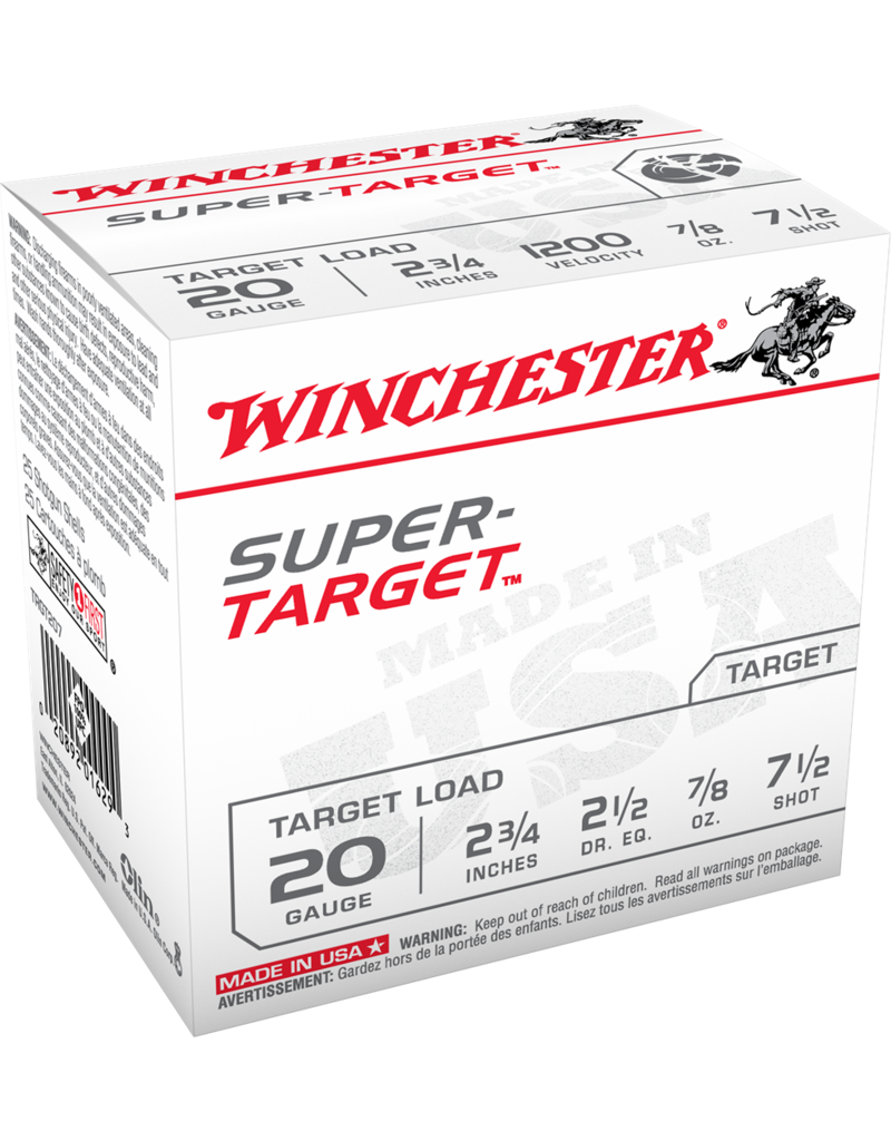 WINCHESTER WINCHESTER SUPER TARGET 20GA 2 3/4" 25 SHOTSHELLS #7.5  - 25 RDS