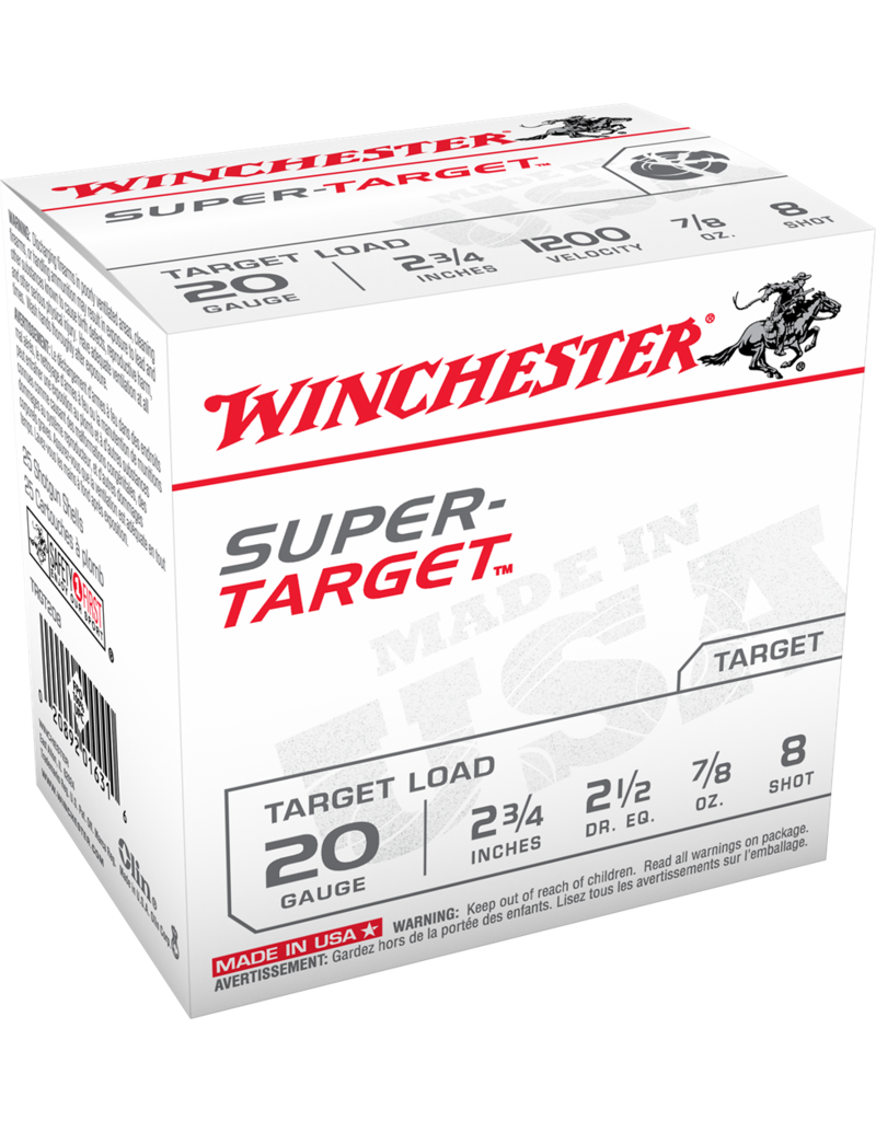 WINCHESTER WINCHESTER SUPER TARGET 20GA 2 3/4" 25 SHOTSHELLS #8 250 RDS