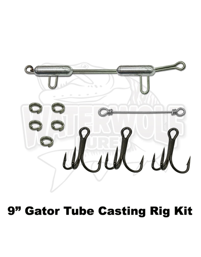 WATERWOLF WATERWOLF 9" GATOR TUBE HOOK 1OZ TUBE CASTING RIG 3X4/0 VMC TREBLES