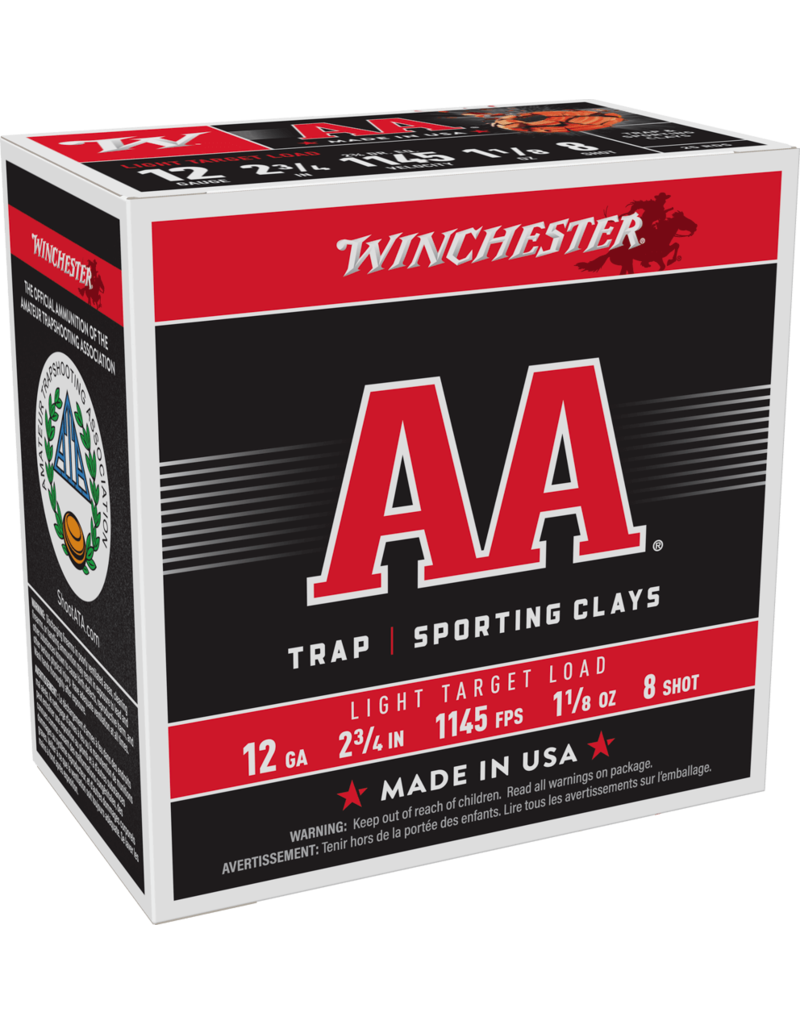 WINCHESTER WINCHESTER AA LIGHT TARGET LOAD 12 GA 2 3/4" 1 1/8 OZ #8 SHOT 25 RDS single