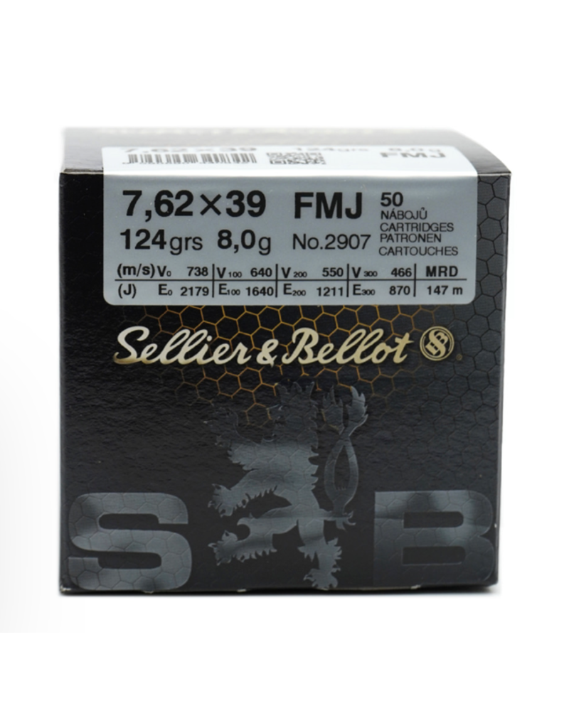 SELLIER & BELLOT SELLIER & BELLOT 7.62 X 39 124 GR FMJ 50 RND RANGE PACK