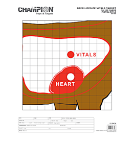 CHAMPION CHAMPION DEER LIFESIZE VITALS TARGET 50-100 YDS PISTOL/RIFLE 12 PK