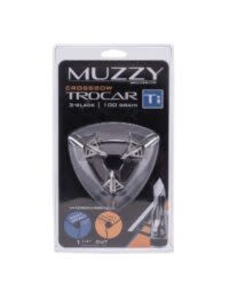 MUZZY MUZZY BROADHEADS CROSSBOW TROCAR TI 3 BLADE 100 GR 1 1/4' CUT 3PK