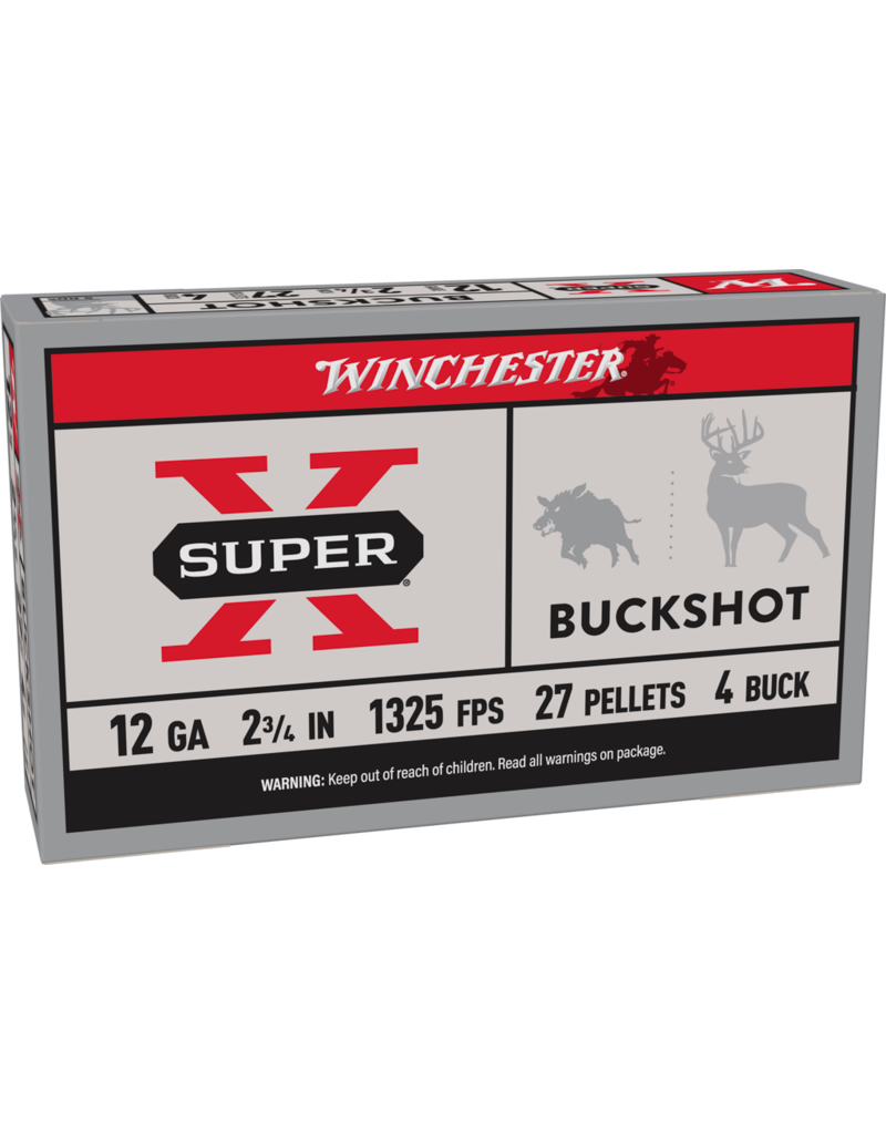 WINCHESTER WINCHESTER SUPER-X 12GA 2.75" #4 BUCKSHOT 5 RDS