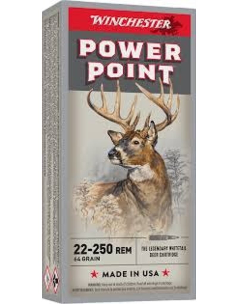 WINCHESTER WINCHESTER POWER POINT 22-250 REM 64 GR 20 RDS