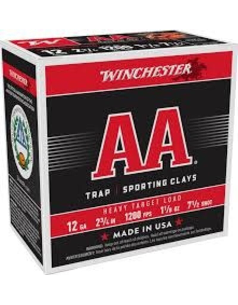 WINCHESTER WINCHESTER AA TRAP SPORTING CLAYS 12 GA 2 3/4" 1 1/8 OZ  7 1/2 # SHOT 25 RDS