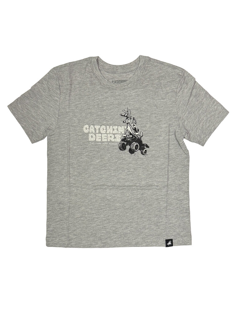 CATCHIN' DEERS CATCHIN' DEERS QUAD YOUTH TEE ON HEATHER GREY