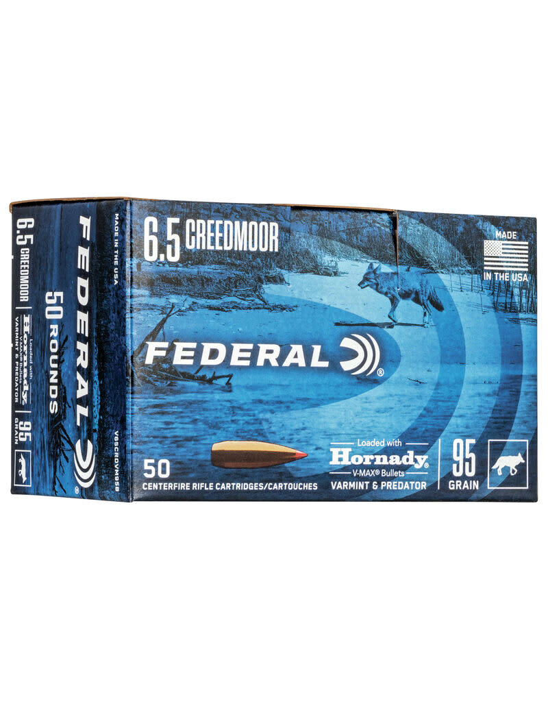FEDERAL PREMIUM FEDERAL 6.5 CREEDMOOR 95 GR HORNADY V-MAX VARMINT & PREDATOR 20 RDS