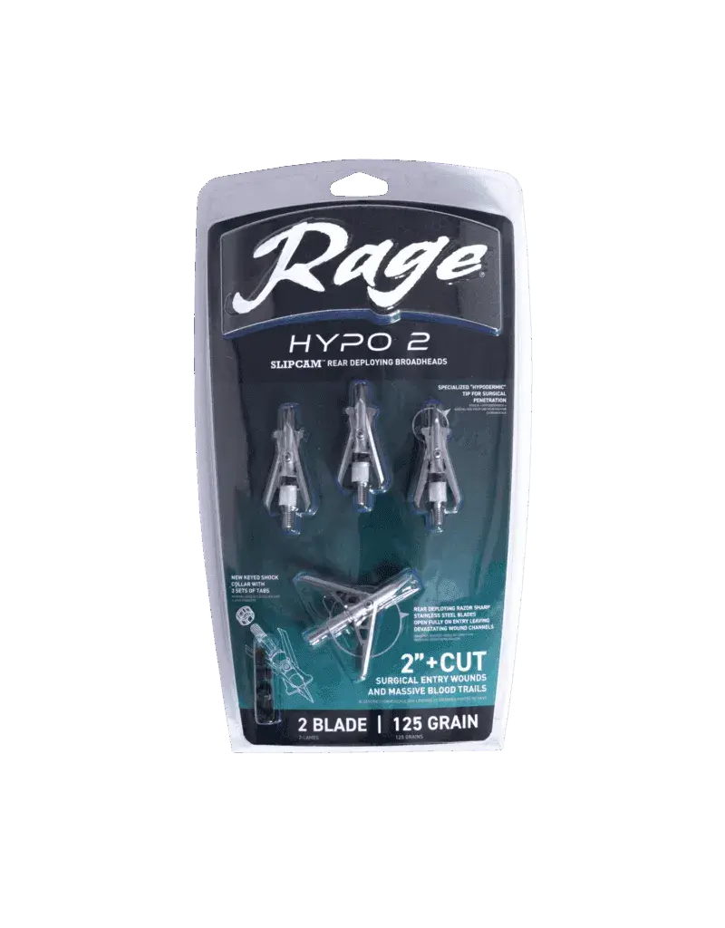 RAGE ARCHERY RAGE BROADHEADS HYPO 2 SERIES XBOW 2" 4PK