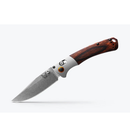 BENCHMADE BENCHMADE MINI CROOKED RIVER GRAY ALUMINUM & WOOD CLIP POINT