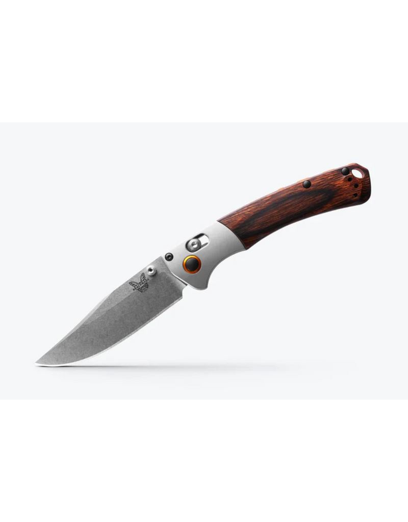 BENCHMADE BENCHMADE MINI CROOKED RIVER GRAY ALUMINUM & WOOD CLIP POINT
